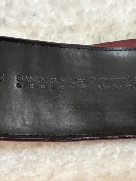NWOT Sandy Duftler Genuine Leather Wrap Belt Burgundy Suede Sz Large main image 6